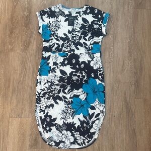 Floral Black and Blue Dress